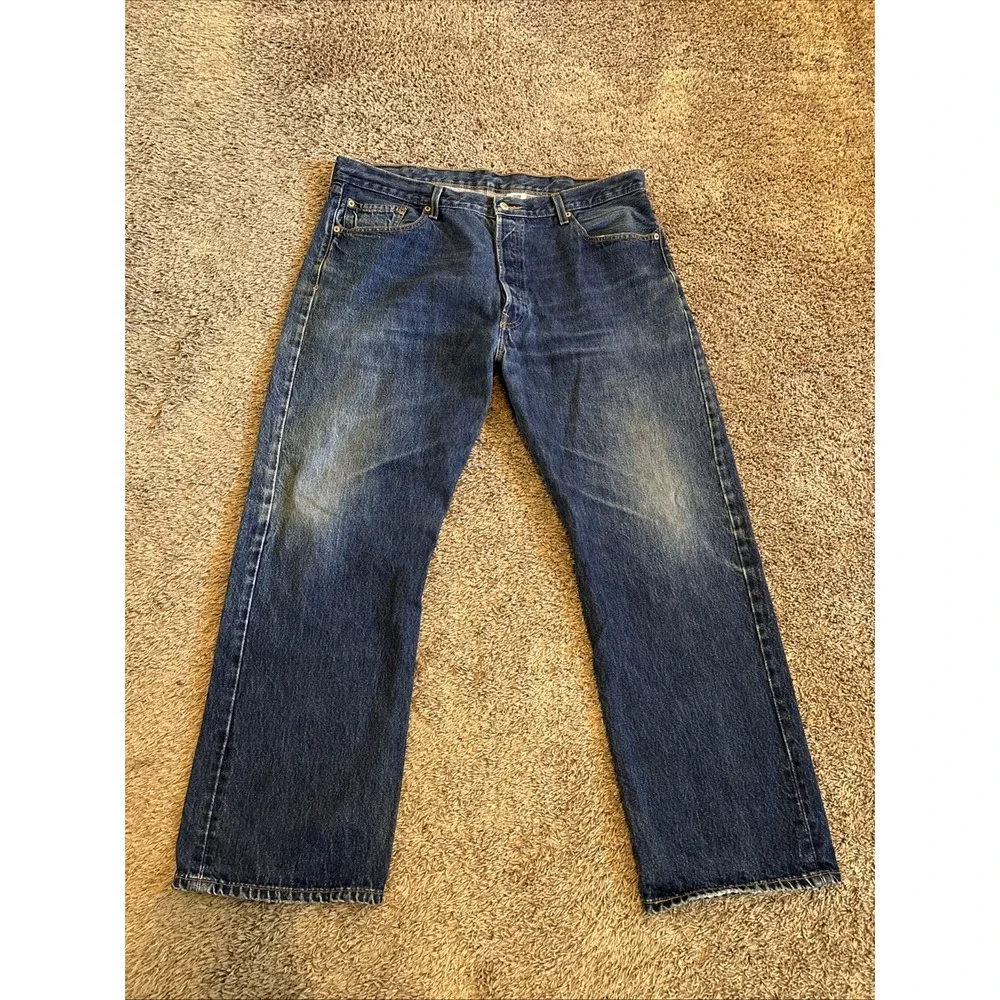 Levi's 501 Jeans Mens 40x30 Regular Straight Leg Button Fly Dark Wash Blue Denim